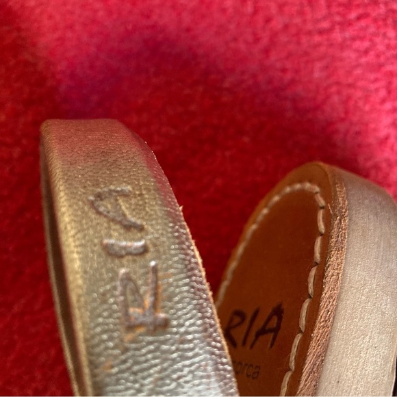 RIA Sz 38 Sequin Peacock Colourway Avarca Made ln Spain Menorca Leather Sandals - Picture 8 of 12